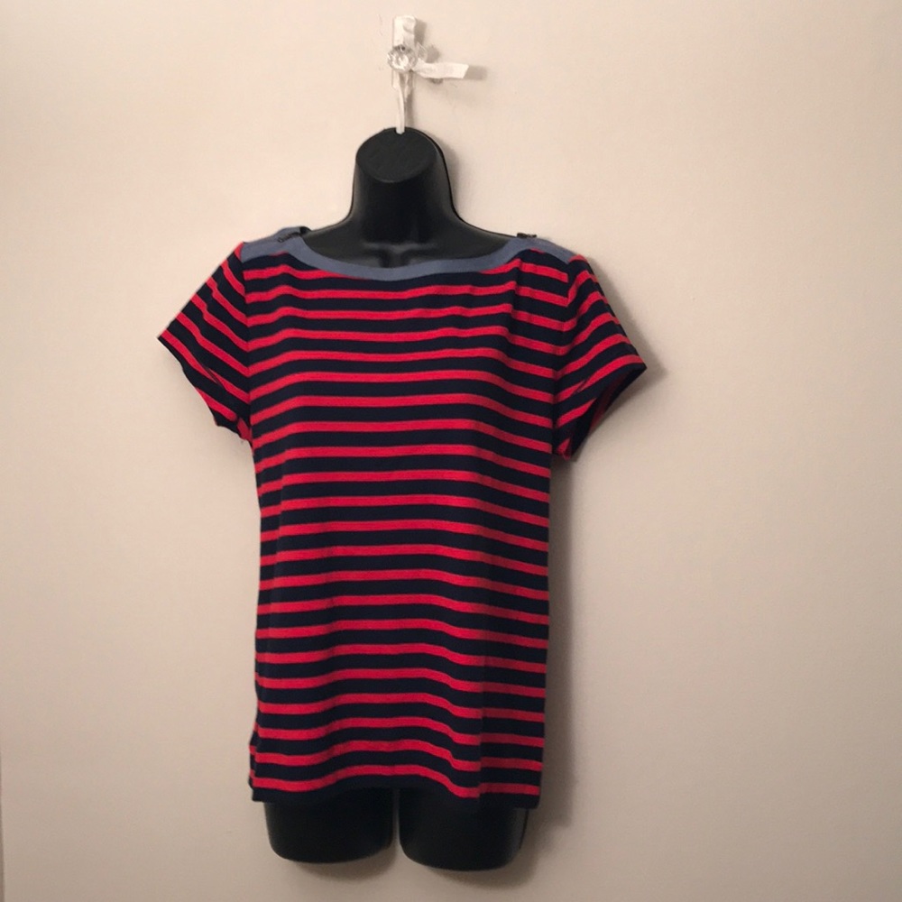 ❤️RALPH LAUREN Nautical Striped Denim Zip Top